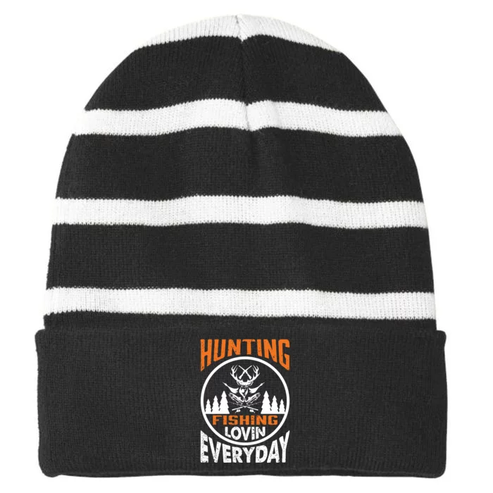 Hunting Fishing Lovin Everyday Striped Beanie with Solid Band