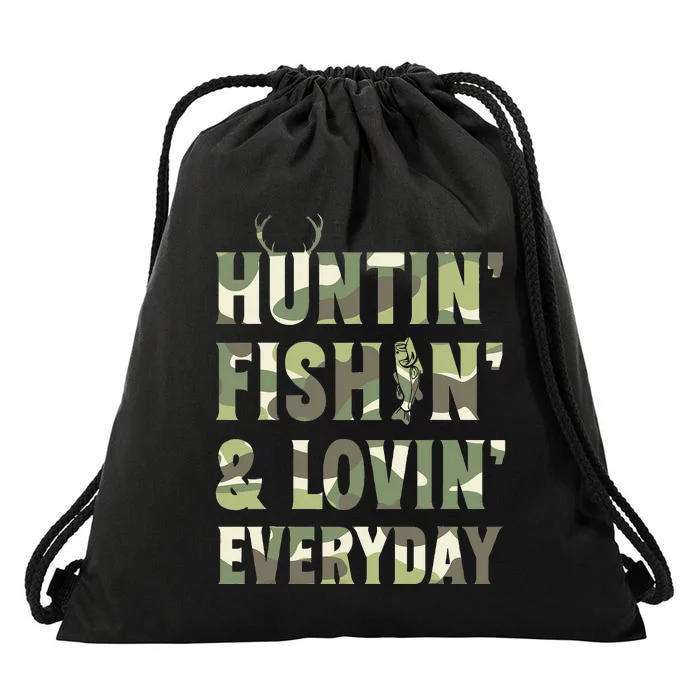 Hunting Fishing Loving Every Day Camo Fisherman Hunter Drawstring Bag