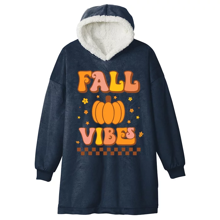 Hello Fall Leaves Autumn Vibes Hooded Wearable Blanket