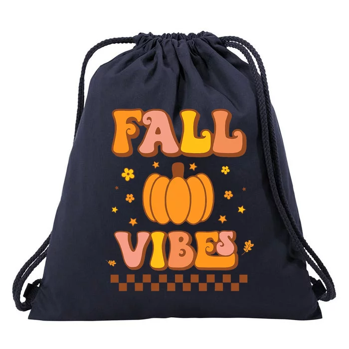 Hello Fall Leaves Autumn Vibes Drawstring Bag