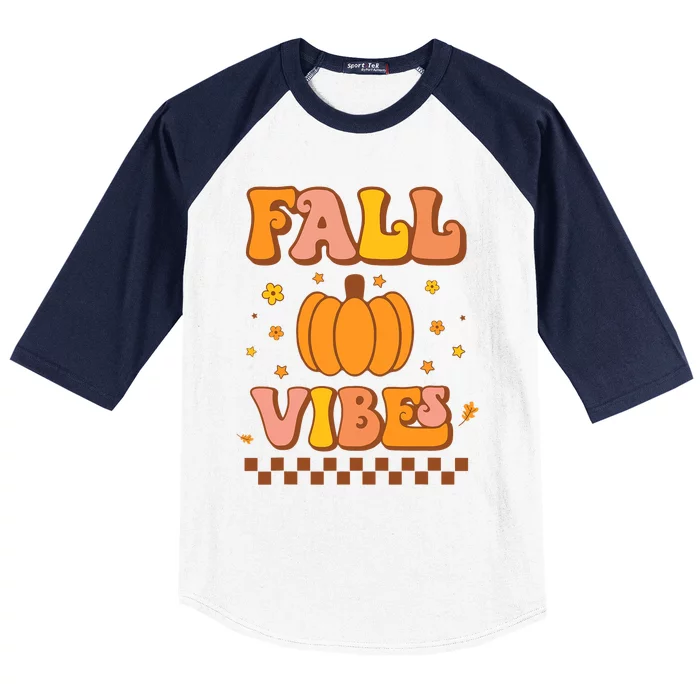 Hello Fall Leaves Autumn Vibes Baseball Sleeve Shirt