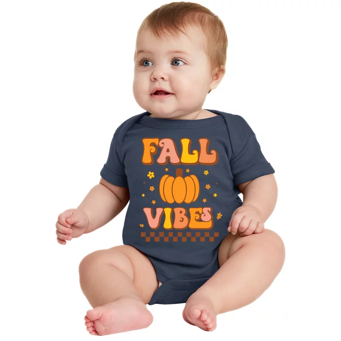 Hello Fall Leaves Autumn Vibes Baby Bodysuit