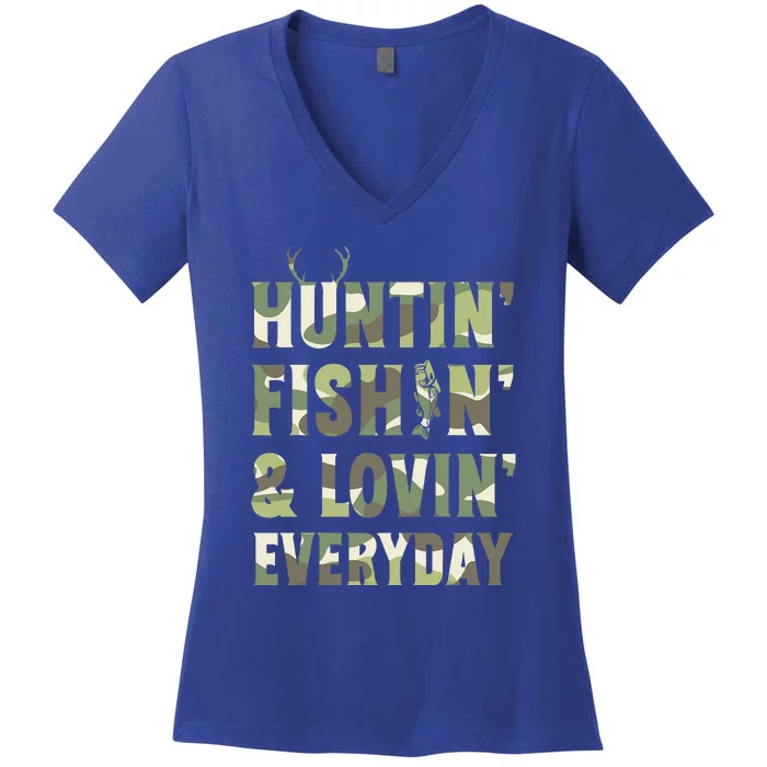 Hunting Fishing Loving Every Day Camo Women's V-Neck T-Shirt