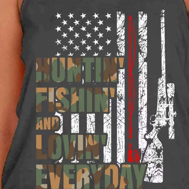 Hunting Fishing Loving Everyday Funny Gift Women's Knotted Racerback Tank