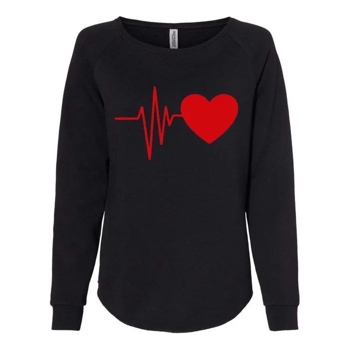 Heartbeat Funny Love Cute Red Heart Beat Valentine's Day Womens California Wash Sweatshirt