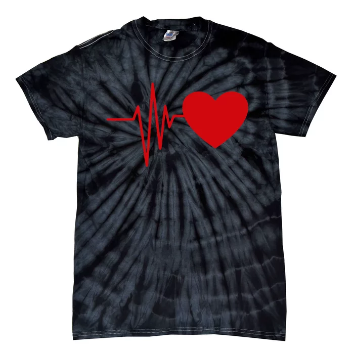 Heartbeat Funny Love Cute Red Heart Beat Valentine's Day Tie-Dye T-Shirt