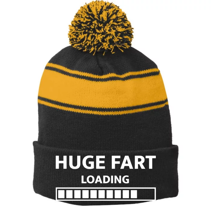 Huge Fart Loading Stripe Pom Pom Beanie