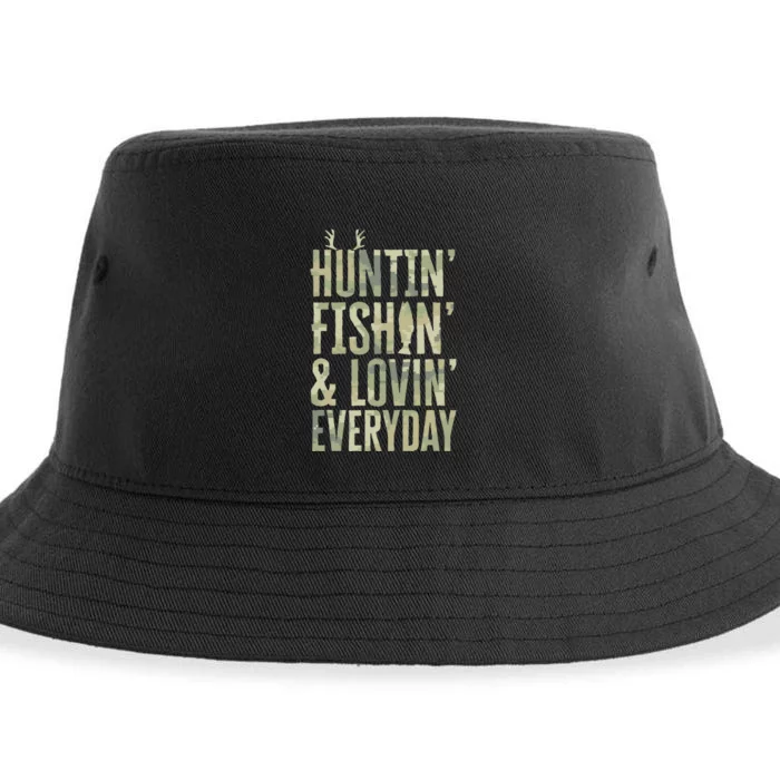 Hunting Fishing Loving Every Day Fathers Day Camo Sustainable Bucket Hat