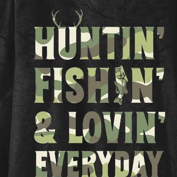 Hunting Fishing Loving Every Day Camo Father's Day Hooded Wearable Blanket