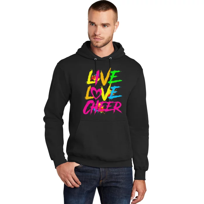 Happy Funny Live Love Cheer Cute Women Cheerleader Hoodie