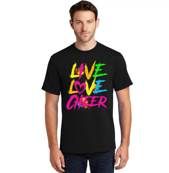 Happy Funny Live Love Cheer Cute Women Cheerleader Tall T-Shirt