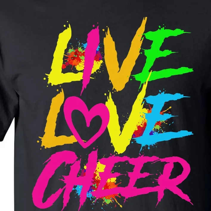 Happy Funny Live Love Cheer Cute Women Cheerleader Tall T-Shirt