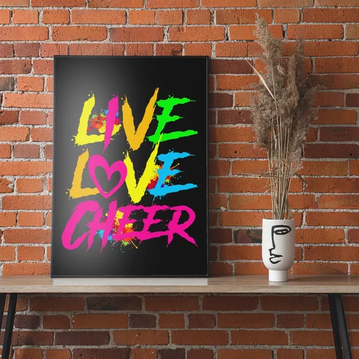 Happy Funny Live Love Cheer Cute Women Cheerleader Poster