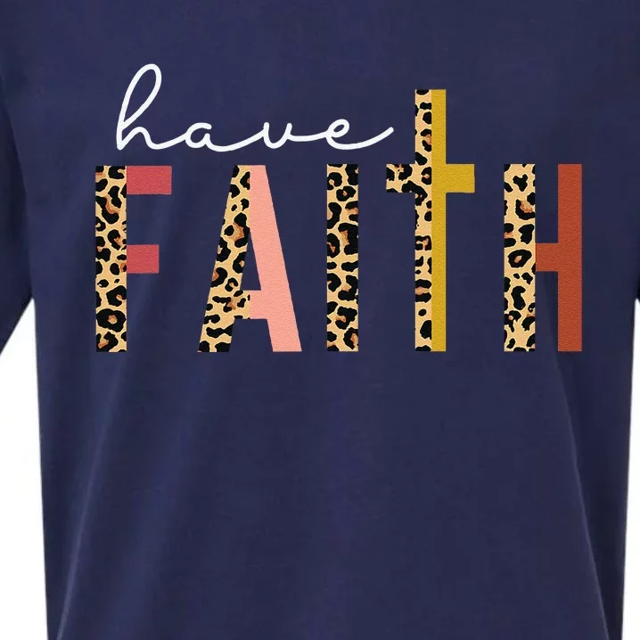 Have Faith Leopard Cross Jesus Christ God Sueded Cloud Jersey T-Shirt