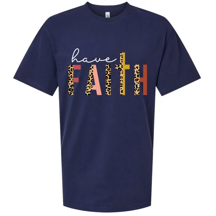 Have Faith Leopard Cross Jesus Christ God Sueded Cloud Jersey T-Shirt