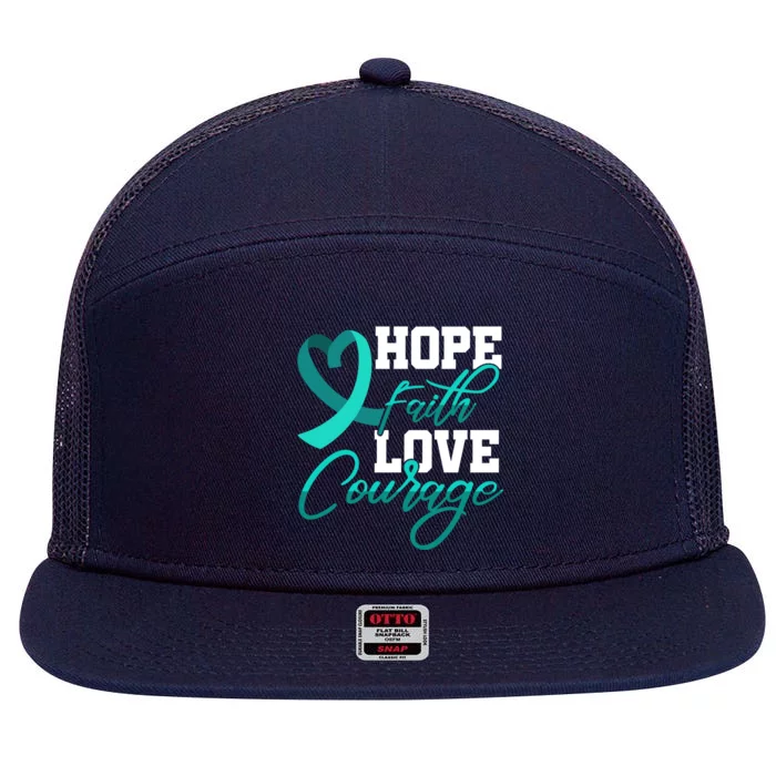 Hope Faith Love Courage Pstd Stress Awareness Month Cool Gift 7 Panel Mesh Trucker Snapback Hat