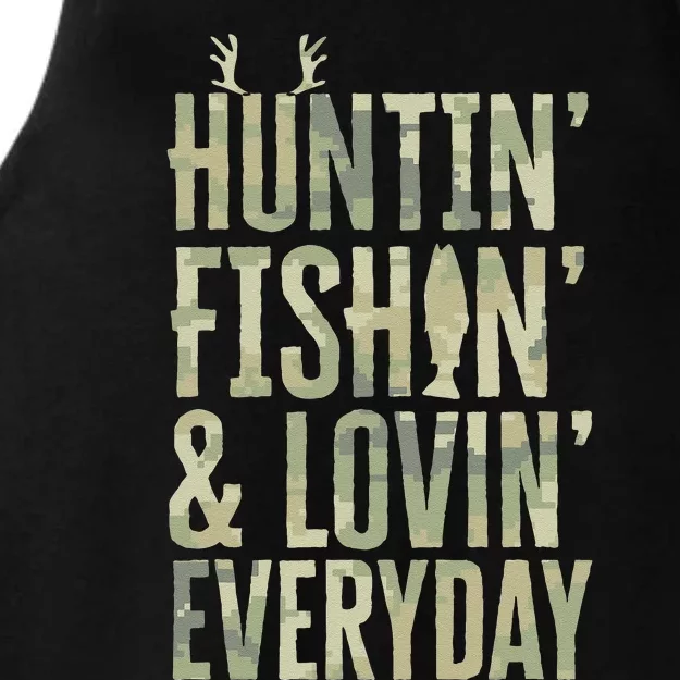 Hunting Fishing Loving Every Day , Fathers Day Camo Ladies Tri-Blend Wicking Tank