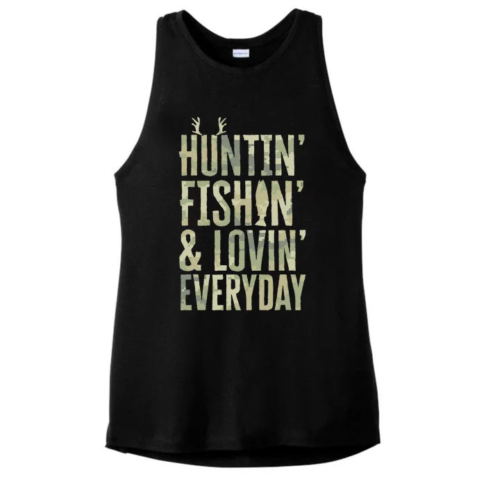 Hunting Fishing Loving Every Day , Fathers Day Camo Ladies Tri-Blend Wicking Tank