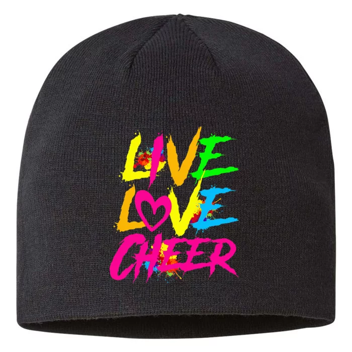 Happy Funny Live Love Cheer Cute Cheerleader 8 1/2in Sustainable Knit Beanie