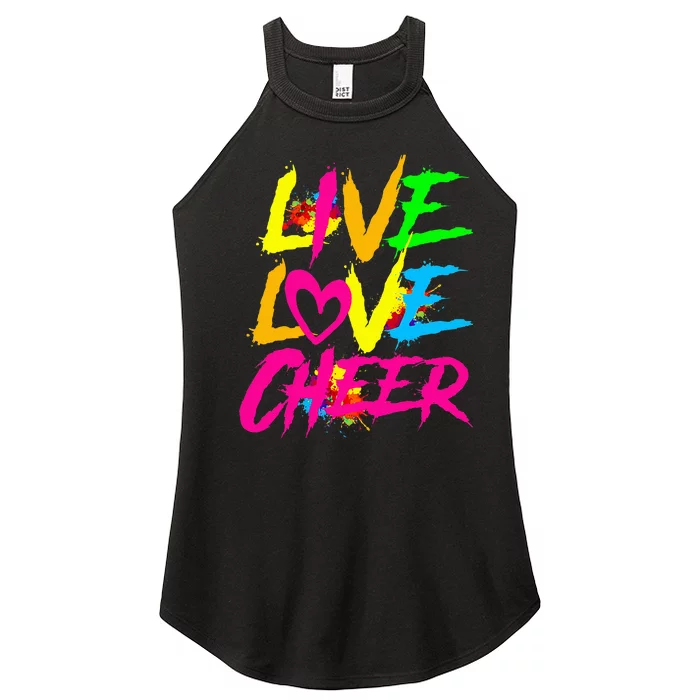 Happy Funny Live Love Cheer Cute Cheerleader Women’s Perfect Tri Rocker Tank