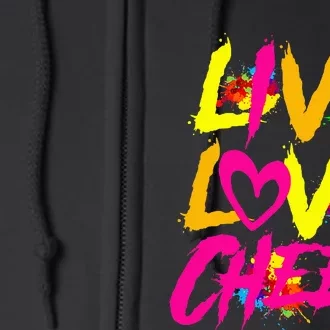 Happy Funny Live Love Cheer Cute Cheerleader Full Zip Hoodie