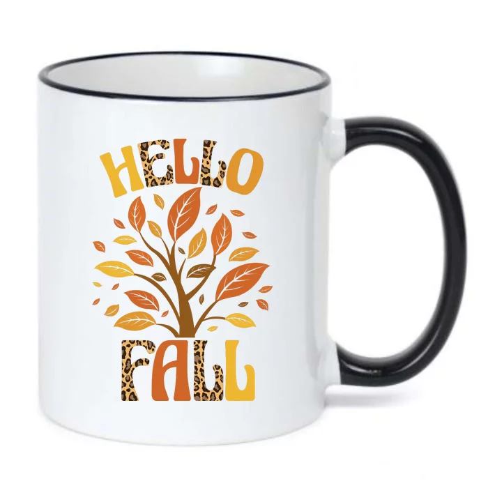 Hello Fall Leopard Season Nature Black Color Changing Mug