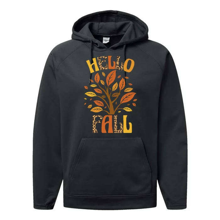 Hello Fall Leopard Season Nature Performance Fleece Hoodie