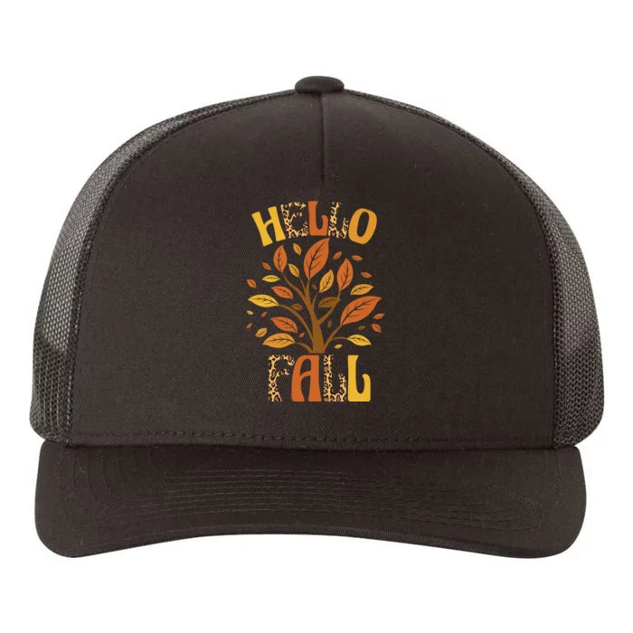 Hello Fall Leopard Season Nature Yupoong Adult 5-Panel Trucker Hat