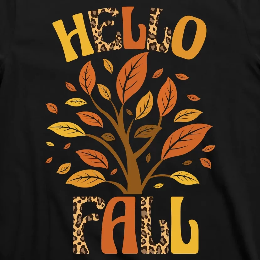 Hello Fall Leopard Season Nature T-Shirt