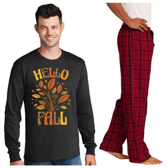 Hello Fall Leopard Season Nature Long Sleeve Pajama Set