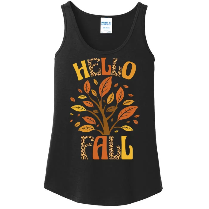 Hello Fall Leopard Season Nature Ladies Essential Tank