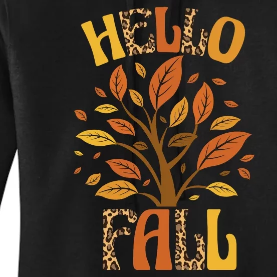 Hello Fall Leopard Season Nature Women's Pullover Hoodie