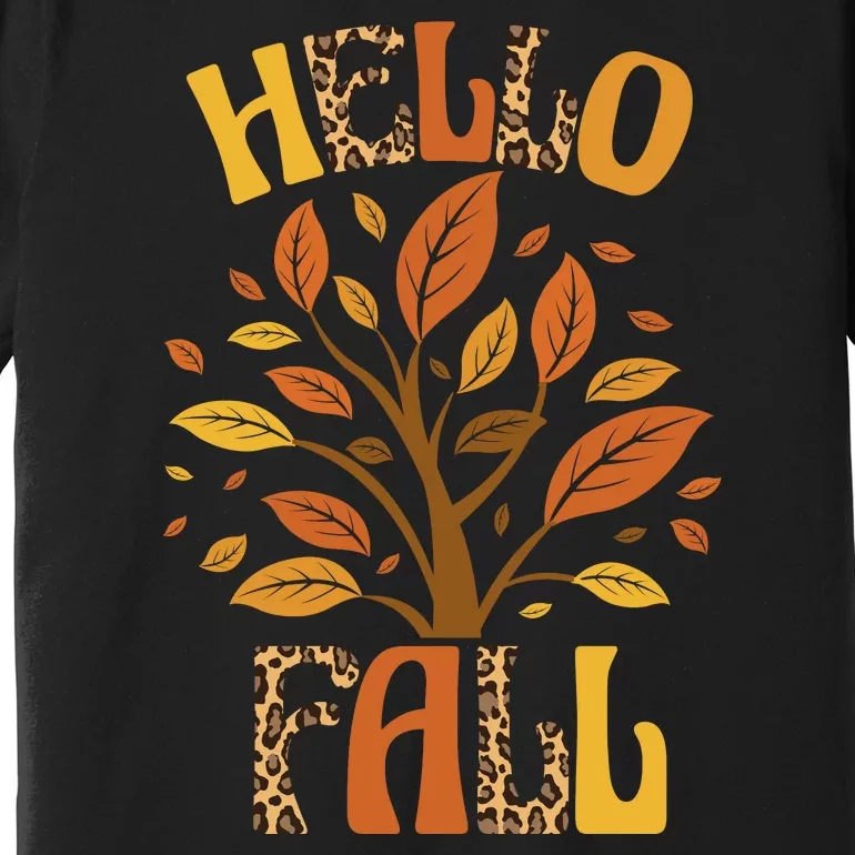 Hello Fall Leopard Season Nature Premium T-Shirt