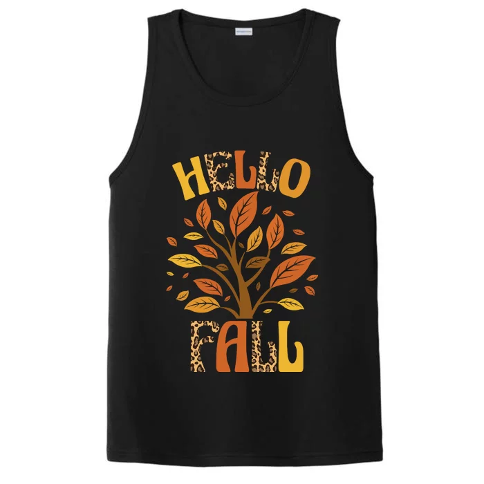 Hello Fall Leopard Season Nature Performance Tank