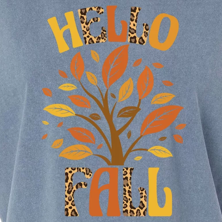 Hello Fall Leopard Season Nature Garment-Dyed Women's Muscle Tee