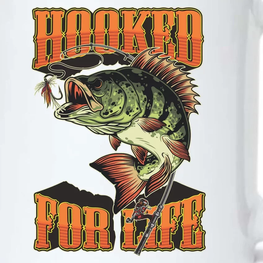 Hooked For Life Funny Fishing Bass Fish Design Black Color Changing Mug