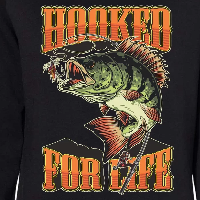 Hooked For Life Funny Fishing Bass Fish Design Womens California Wash Sweatshirt