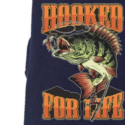 Hooked For Life Funny Fishing Bass Fish Design Doggie 3-End Fleece Hoodie