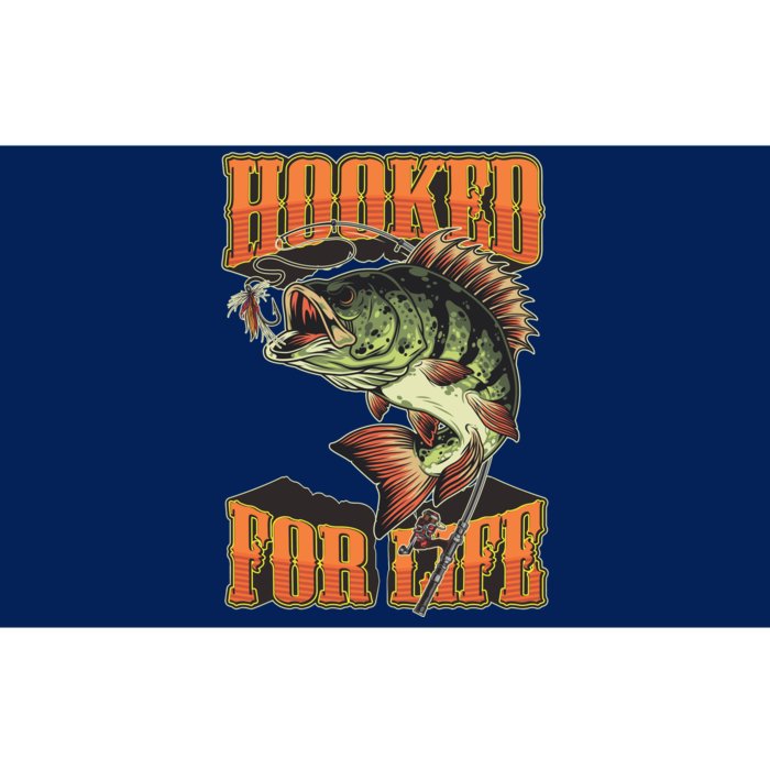 Hooked For Life Funny Fishing Bass Fish Design Bumper Sticker