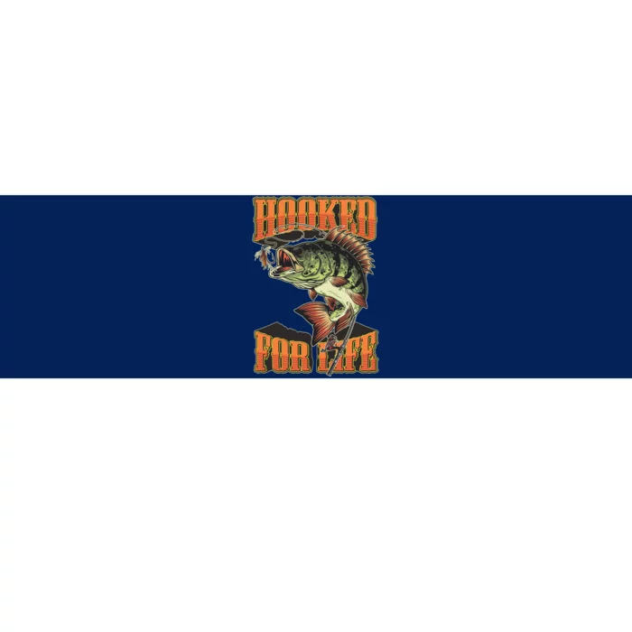 Hooked For Life Funny Fishing Bass Fish Design Bumper Sticker