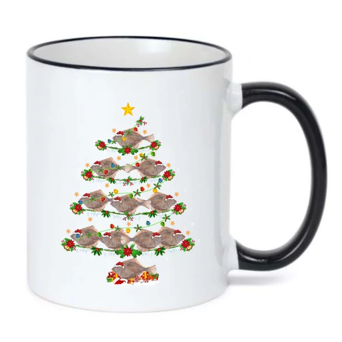 Halibut Fish Lover Xmas Lighting Halibut Christmas Tree Gift Black Color Changing Mug