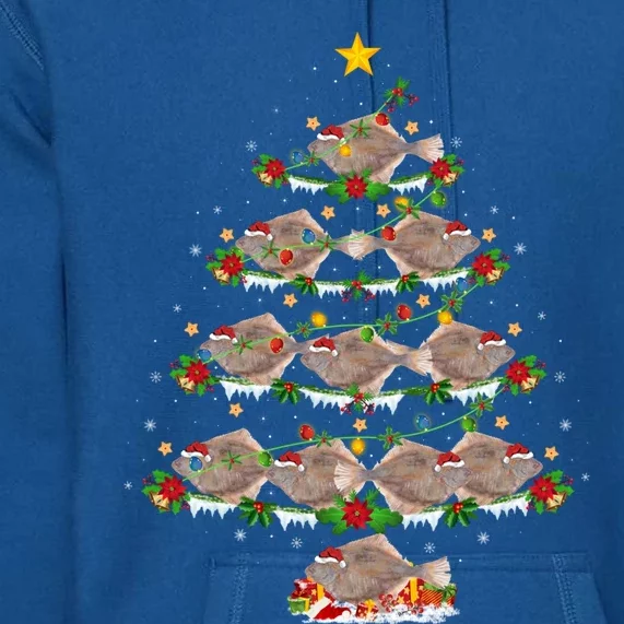 Halibut Fish Lover Xmas Lighting Halibut Christmas Tree Gift Premium Hoodie