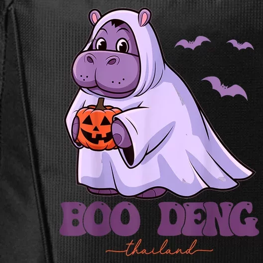 Halloween Funny Moo Deng Cute Baby Pygmy Hippo Bouncy Pig In Thai Gift City Backpack