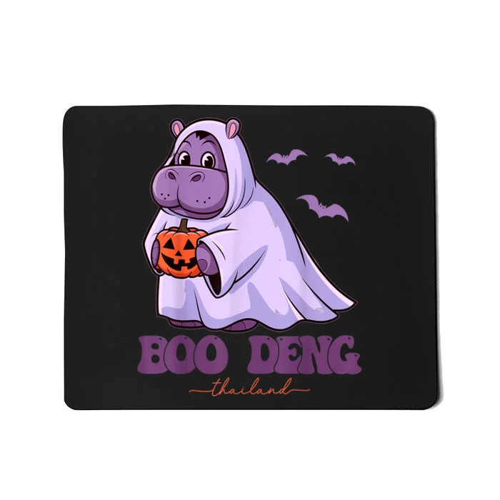 Halloween Funny Moo Deng Cute Baby Pygmy Hippo Bouncy Pig In Thai Gift Mousepad