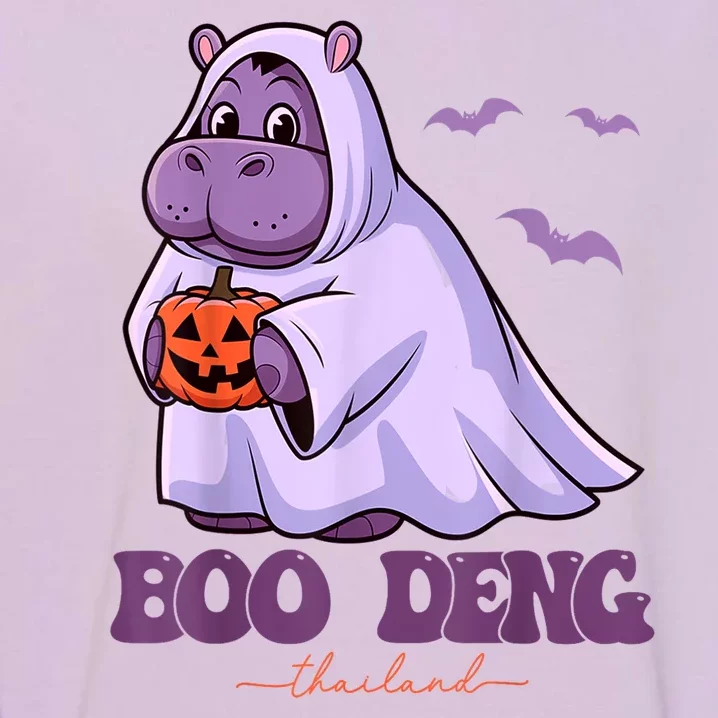 Halloween Funny Moo Deng Cute Baby Pygmy Hippo Bouncy Pig In Thai Gift Garment-Dyed Sweatshirt