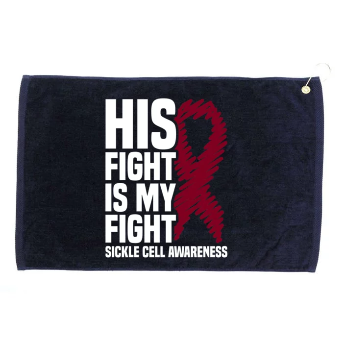 His Fight My Fight Burgundy Ribbon Sickle Cell Awareness Gift Grommeted Golf Towel