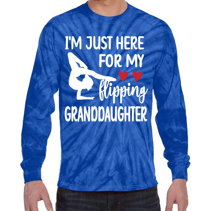 Here For My Granddaughter Gymnastics Grandma Of Gymnast Gift Tie-Dye Long Sleeve Shirt