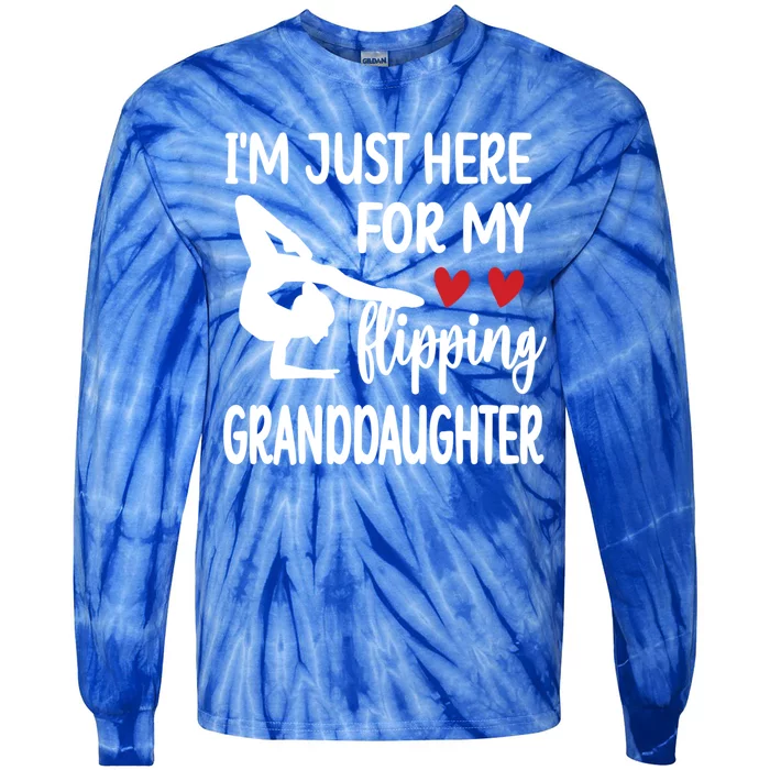 Here For My Granddaughter Gymnastics Grandma Of Gymnast Gift Tie-Dye Long Sleeve Shirt