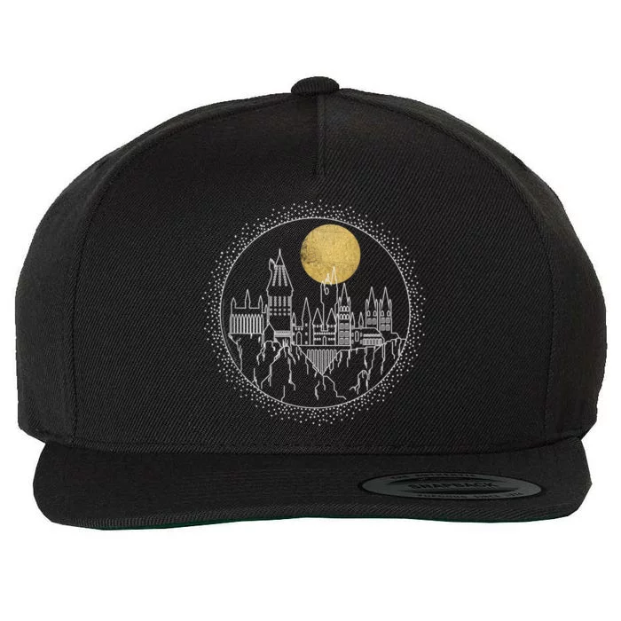 Hogwarts Full Moon Line Art Wool Snapback Cap