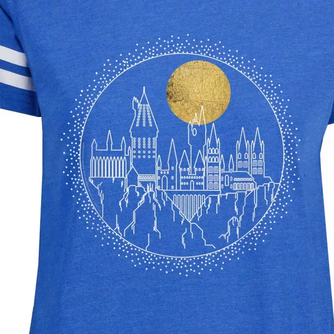 Hogwarts Full Moon Line Art Enza Ladies Jersey Football T-Shirt